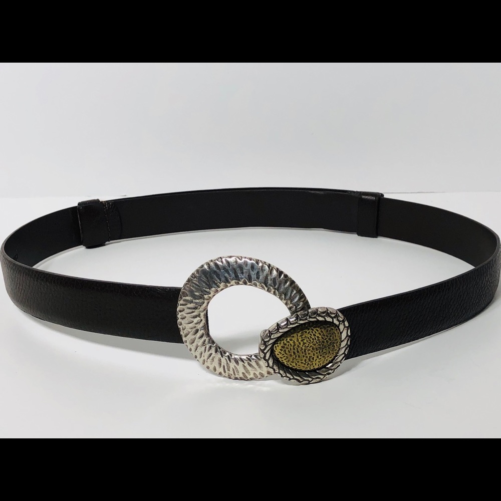 Beautiful brown leather gold & silver buckle